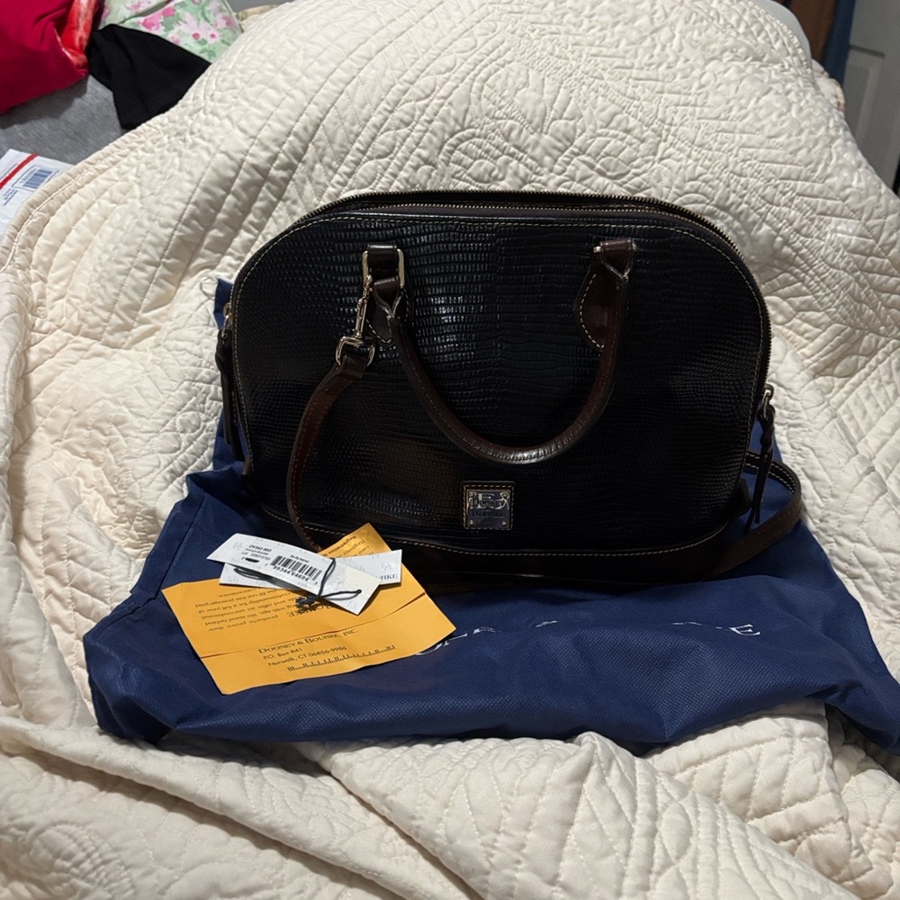 Dooney & Bourke blue and Brown Satchel (zipzip) - Picture 3 of 11